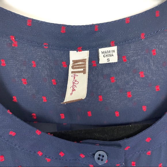 Kut From The Kloth Blue & Red Polka Dot Top - Picture 2 of 4